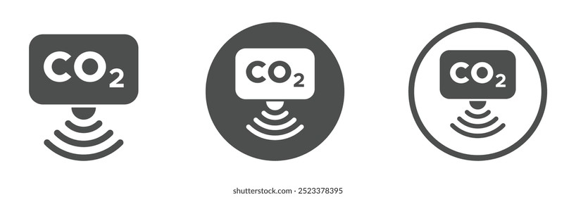 Ícones vetoriais do sensor a laser. Conjunto de ícones do sensor de CO2