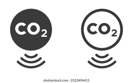 Ícones vetoriais do sensor a laser. Coleção de ícones do sensor de CO2. Ícone do sensor de CO2