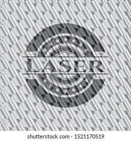 Laser silver badge. Scales pattern. Vector Illustration. Detailed.