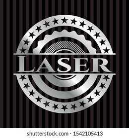 Laser silvery badge or emblem. Vector Illustration. Mosaic.