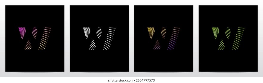 Laser Stroke Lines Diagonal Negative Space Logo Design W