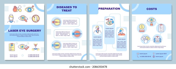 Laser surgery brochure template. Preparation before procedure. Flyer, booklet, leaflet print, cover design with linear icons. Vector layouts for presentation, annual reports, advertisement pages