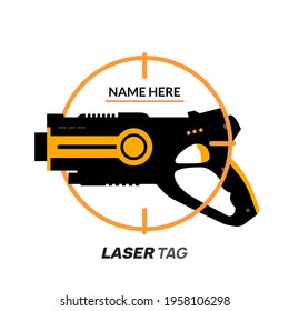 Laser Tag Gun Game Icon. Vector Laser Tag Futuristic Logo Weapon