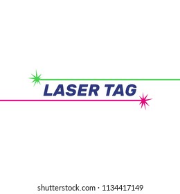 Laser Tag Logo, Two Beams And Flashes, Pink And Green