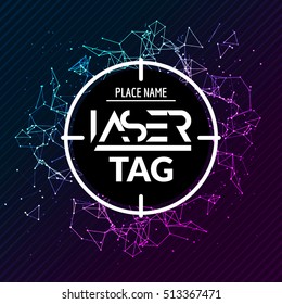 Laser tag target game poster flyer. Vector lasertag banner for fun party. Aim shot poster.