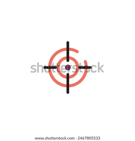 Laser tag Vector illustration. Red target indicator with crosshair for aiming the weapon. Laser sight in flat style on isolated background for game design.