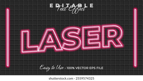 Laser text effect, glow neon graphic style, light editable text