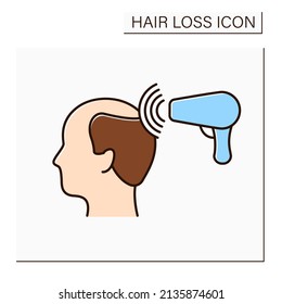 Laser Therapy Color Icon. Red Light And Cold Laser Therapy. Irradiates Scalp Tissues For Hair Growth. Alopecia Concept. Isolated Vector Illustration