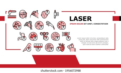 Laser Therapy Service Landing Web Page Header Banner Template Vector. Laser Removal Of Vascular Pathologies And Hair, Acne Treatment And Photorejuvenation Illustration