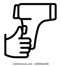 Icono de medida del termómetro láser. Esquema Medición del termómetro láser icono vectorial para el diseño web aislado en fondo blanco