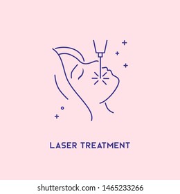 Laser treatment icon. Cosmetology concept. Facial laser hair removal, depilation.