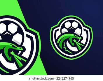 Laser Viper Snake Soccer Football Mascot Logo Design Illustration For Sport or E-sport Team
