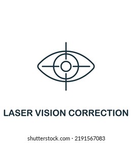 Laser Vision Korrektur Symbol. Einfaches Symbol für Vorlagen, Webdesign und Infografiken