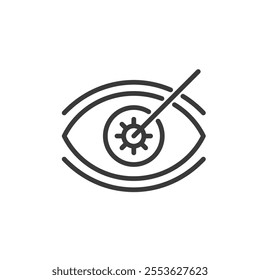 Laser vision correction, icon in line design. Laser, vision, correction, surgery, eyesight, procedure, refractive on white background vector. Laser vision correction editable stroke icon