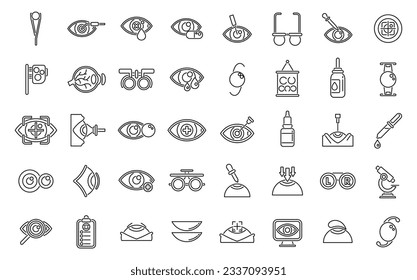 Laser vision correction icons set outline vector. Beam surgery. Cataract care