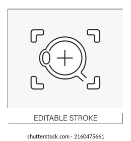  Laser vision correction line icon. Laser eye surgery. Ophthalmology concept. Isolated vector illustration. Editable stroke