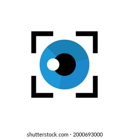 Laser vision correction logo. Cataract surgery symbol. Eye care icon, vector illustration.