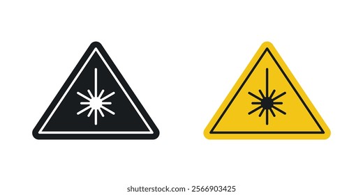Laser warning icon set in black and colored