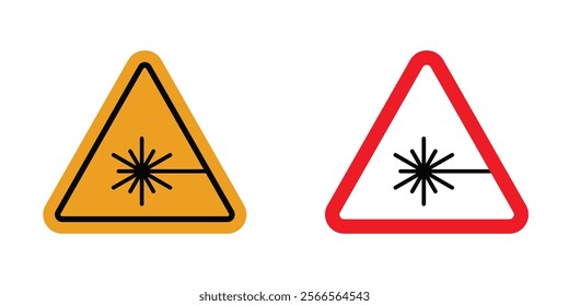 Laser warning icon in tree different line stroke sizes.