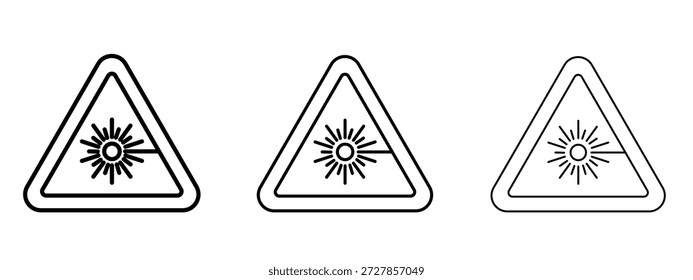 Plantilla de diseño de logotipo de Vector de icono de advertencia láser. Gráficos de trazo editables.