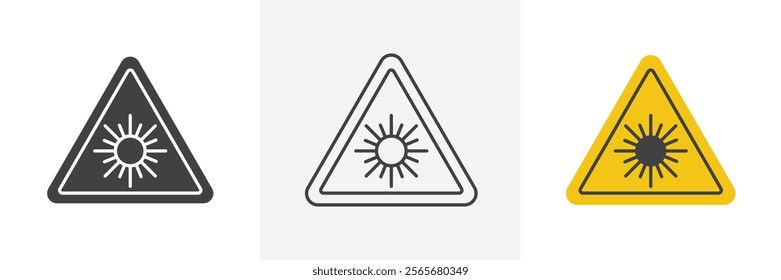 Laser warning icons in black and colored versions