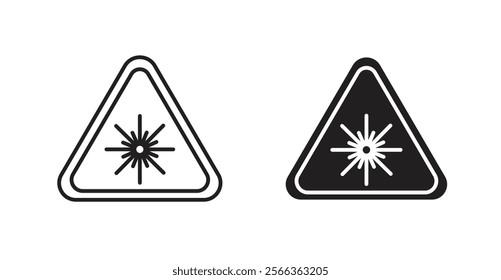 Laser warning icons in line stroke and flat versions