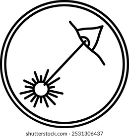 Diseño de icono de línea de Vector de advertencia láser