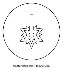 Laser working Laser line spark Welding symbol Engraving concept Laser engraving burst cut icon in circle round outline black color vector illustration flat style image