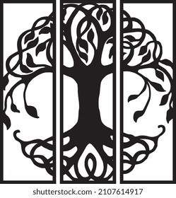 Lasercut Panel Pattern tree of life vector black on white