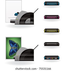 LaserJet Printer & CMYK Cartridges