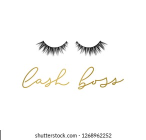 Lash boss inspirational illustration with cute lashes. Vector poster or greeting card for lash master