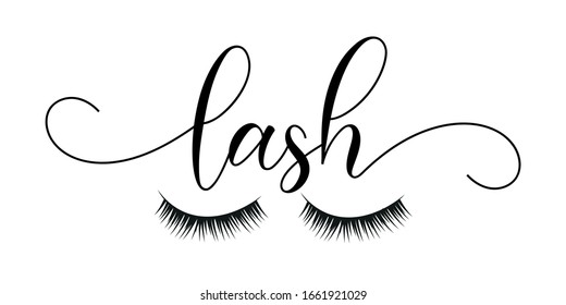 Lash calligraphy - and hand drawn lashes. Good for beauty salon design, poster, banner, textile print.