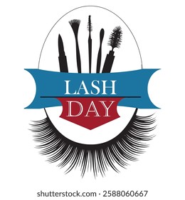 Lash day label with set of tools, vector illustration