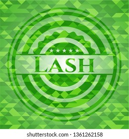 Lash green emblem with triangle mosaic background