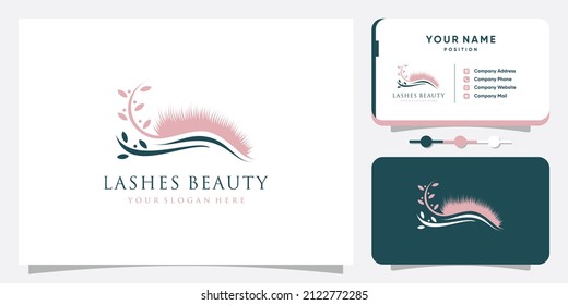 Lash logo design for beauty with creative element Premium Vector