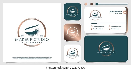 Lash logo design for beauty with creative element Premium Vector