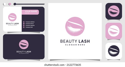 Lash logo design for beauty with creative element Premium Vector