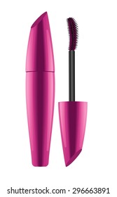  Lash Mascara Tube With Brush. Vector Illustration