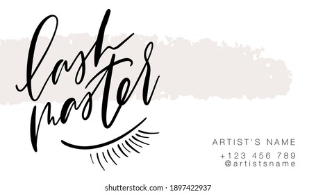 Lash master modern business card template with abstract paint stroke.