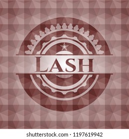 Lash red seamless badge with geometric pattern.