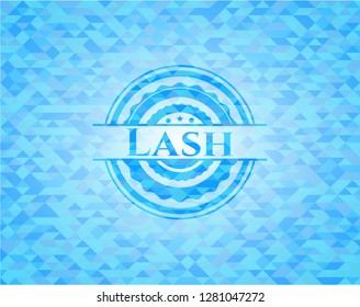 Lash sky blue emblem. Mosaic background