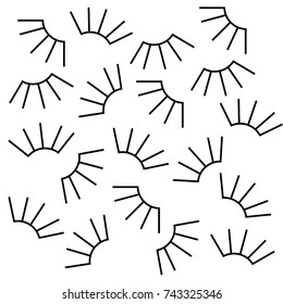 lashes, eye corners, palniki. Vector illustration Interesting seamless pattern of geometric repetitive details. Vector geometric background. 
