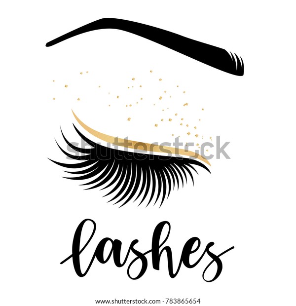 Lashes Lettering Vector Illustration Lashes Beauty Stock Vector ...