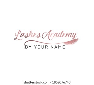 Lashes Studio Logo With Rise Golden Gradient. Lash Artist Logotype