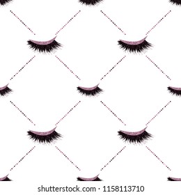 Lashes vector pattern with glitter effect