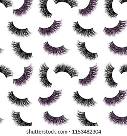 Lashes vector pattern with purple glitter effect