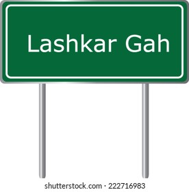 Lashkar Gah oad sign green vector illustration, road table