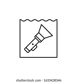 lashlight, light, torch, underwater line icon on white background