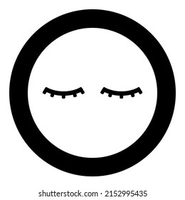 El rímel de los lashes componen el icono de la silueta de concepto en la ilustración del vector de color negro redondeado de círculo estilo de contorno sólido