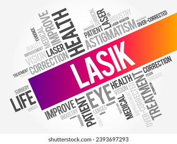 LASIK commonly referred to as laser eye surgery or laser vision correction, word cloud concept for presentations and reports